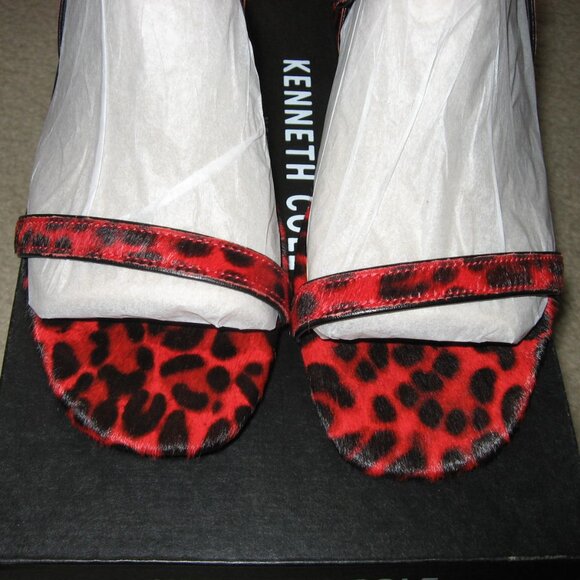 NEW Kenneth Cole Maisie Low Open Toe Block Heel Sandals Red Black Sz 9 NWT - Picture 6 of 8